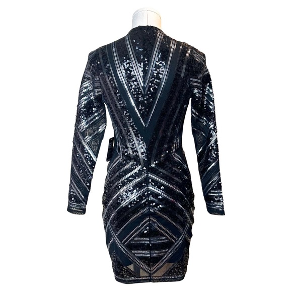 Express Sequin/Mesh Longsleeve Mini Dress Size: S Color Black NWT. - Picture 5 of 12